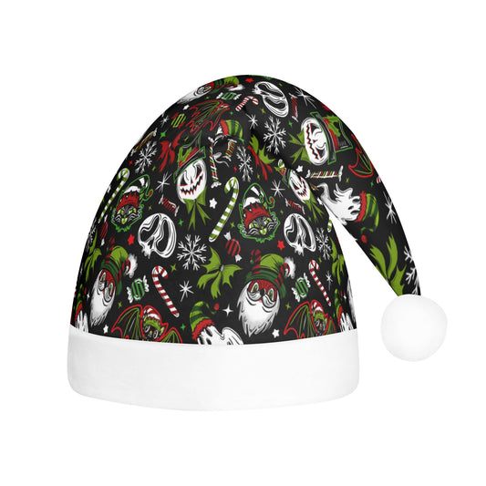 Creepmas Creeps 24 Green Red Creepmas Spooky Christmas Unisex Floppy Fleece Santa Hats