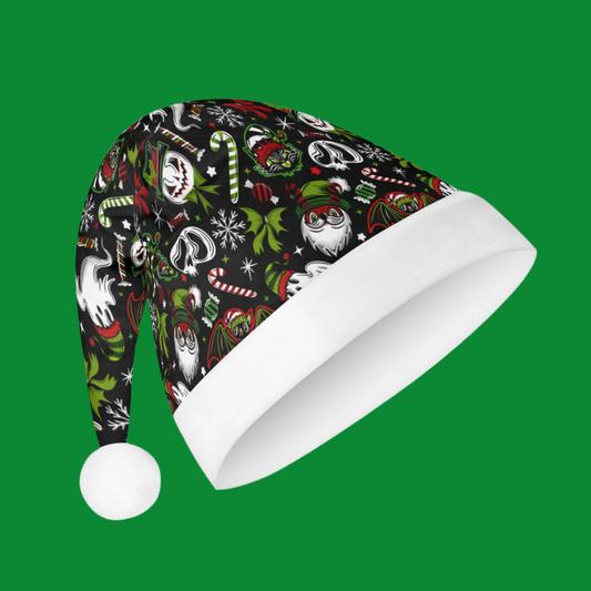 Creepmas Creeps 24 Green Red Creepmas Spooky Christmas Unisex Floppy Fleece Santa Hats