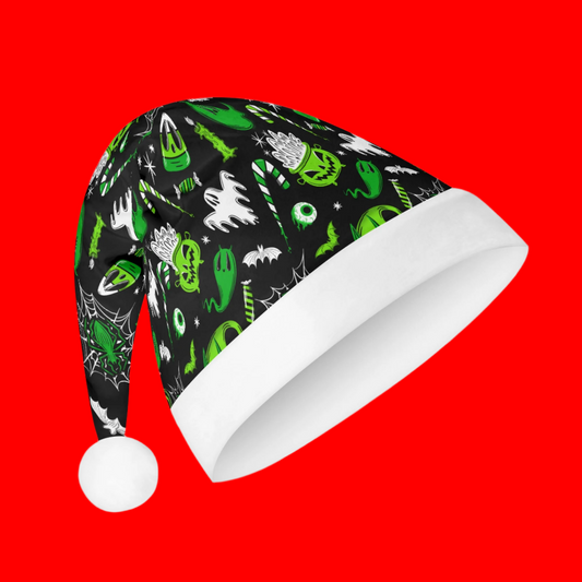 Creepmas Creeps 23 Green Creepmas Spooky Christmas Unisex Floppy Fleece Santa Hats