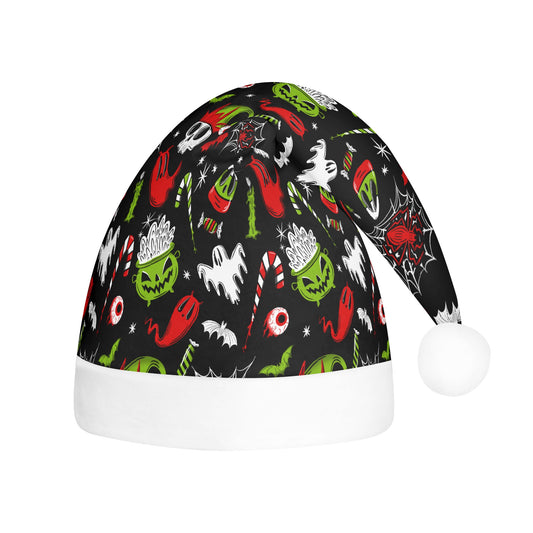 Creepmas Creeps 23 Red Green Creepmas Spooky Christmas Unisex Floppy Fleece Santa Hats