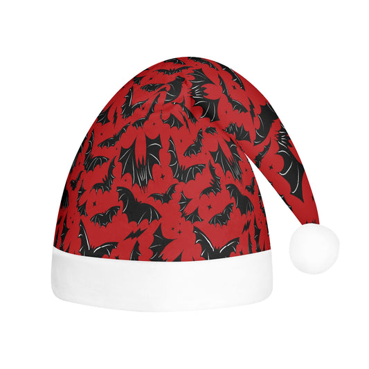 Batty Bats 23 Red Creepmas Spooky Christmas Unisex Floppy Fleece Santa Hats