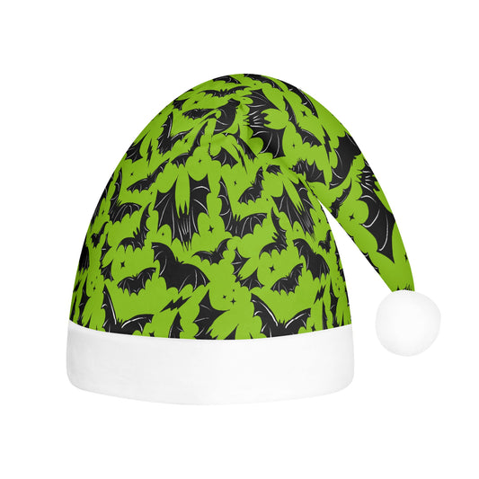 Batty Bats 23 Green Creepmas Spooky Christmas Unisex Floppy Fleece Santa Hats