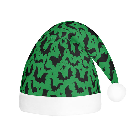 Batty Bats 24 Green Creepmas Spooky Christmas Unisex Floppy Fleece Santa Hats