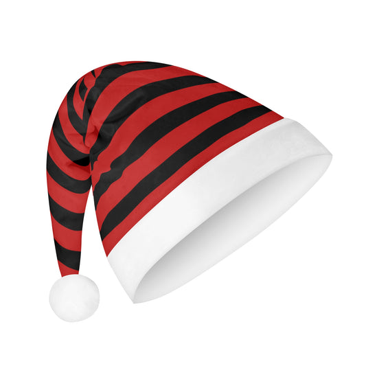 Black Red Stripe Creepmas Spooky Christmas Unisex Floppy Fleece Santa Hats