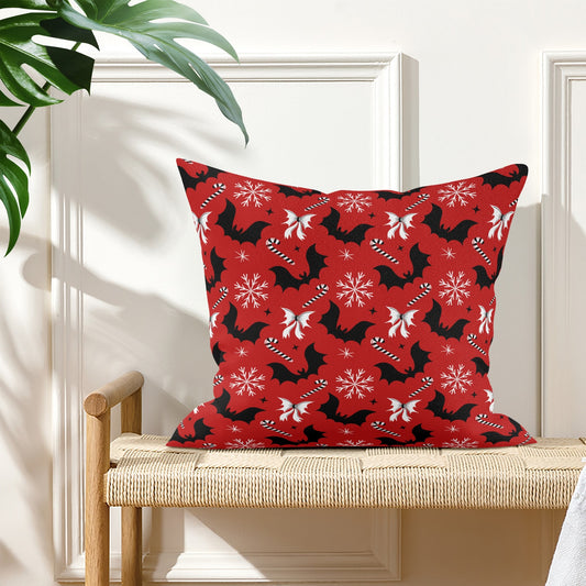 Bats and Bows 24 Red Spooky Creepmas Xmas Pillow Cover - Available in 5 Sizes