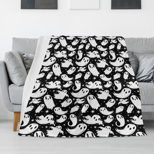 Ghost Ghostie Paranormal Investigator Gift Black White Fleece Blanket