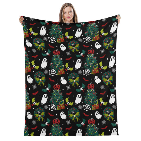 Tis Creepmas 23 Spooky XMAS Creepmas Black Red Green Fleece Blanket