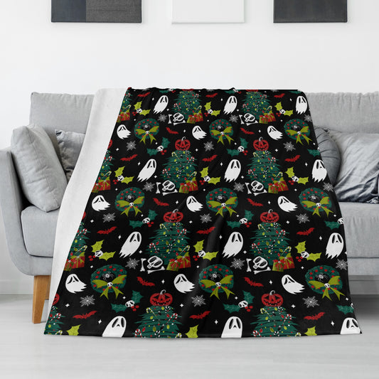 Tis Creepmas 23 Spooky XMAS Creepmas Black Red Green Fleece Blanket