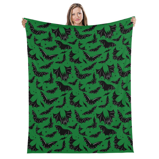 Batty Bats 23 Gothic Green Black Fleece Blanket