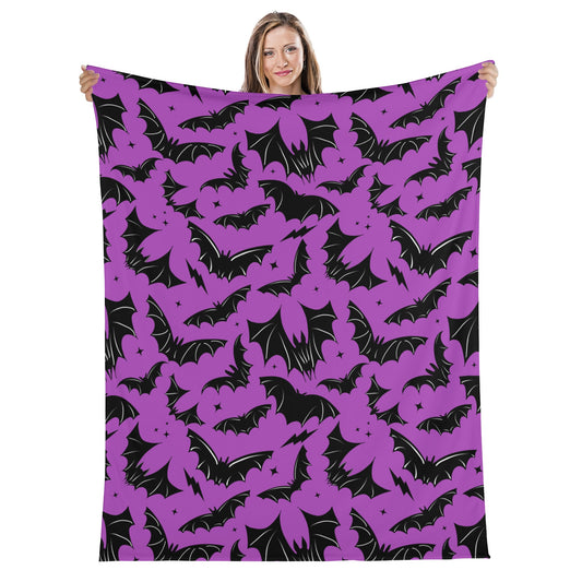 Batty Bats 23 Gothic Purple Black Fleece Blanket