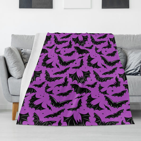 Batty Bats 23 Gothic Purple Black Fleece Blanket