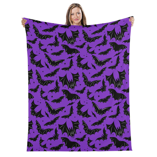 Batty Bats 23 Gothic Purple Black Fleece Blanket