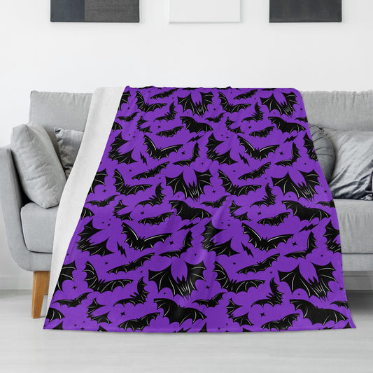 Batty Bats 23 Gothic Purple Black Fleece Blanket