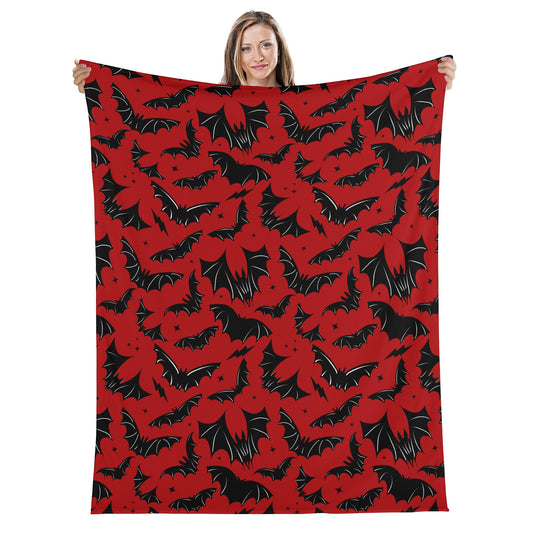 Batty Bats 23 Gothic Red Black Fleece Blanket