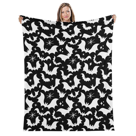 Batty Bats 24 Gothic Black White Fleece Blanket