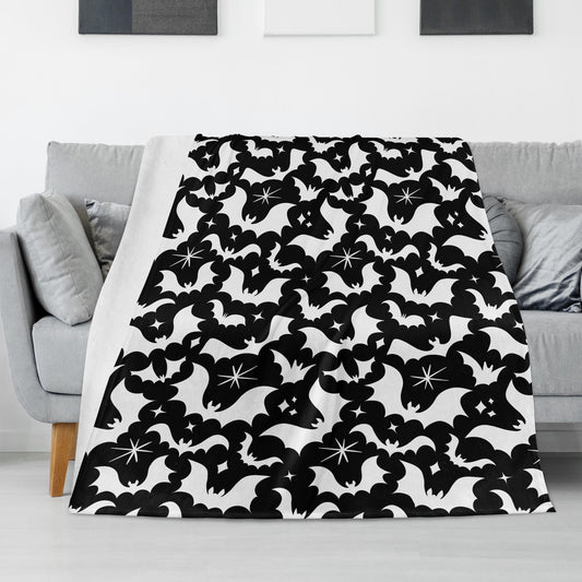 Batty Bats 24 Gothic Black White Fleece Blanket