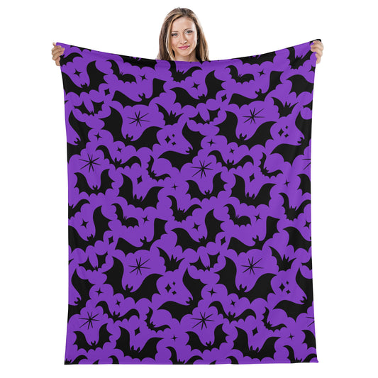 Batty Bats 24 Gothic Purple Black Fleece Blanket