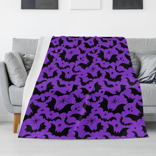 Batty Bats 24 Gothic Purple Black Fleece Blanket