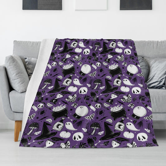 Forest Witch Witchy Gothic Purple Black Fleece Blanket