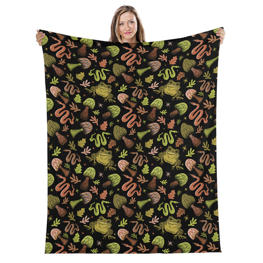 Toad Magick Forest WItch Mushroom Witchy Gothic Fleece Blanket