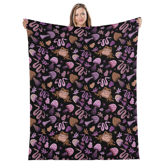 Toad Magick Forest WItch Mushroom Witchy Gothic Fleece Blanket