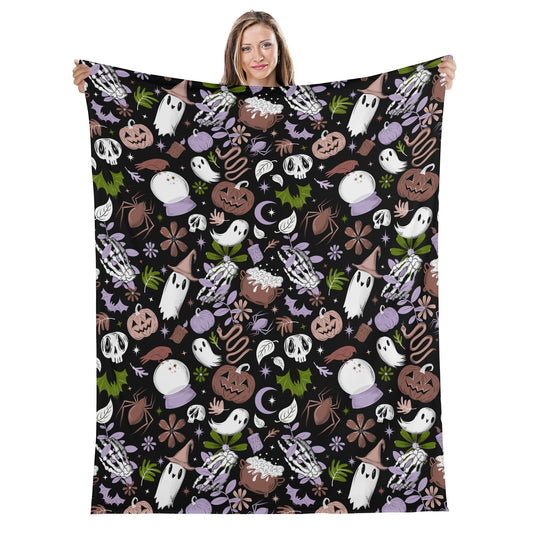 Midnight Magick Forest WItch Mushroom Witchy Gothic Fleece Blanket