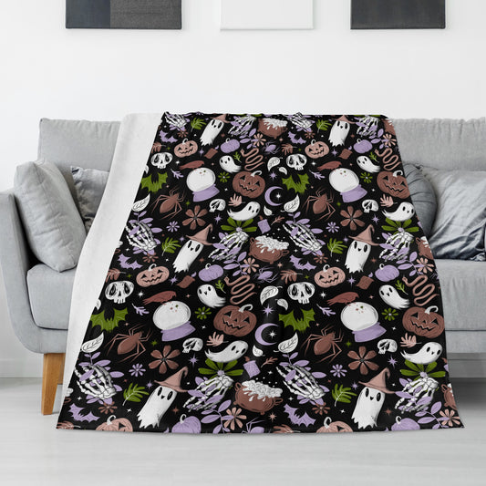 Midnight Magick Forest WItch Mushroom Witchy Gothic Fleece Blanket