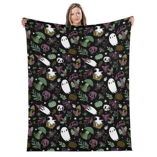 Mushroom Magick Forest WItch Mushroom Witchy Gothic Fleece Blanket