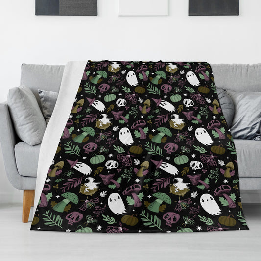 Mushroom Magick Forest WItch Mushroom Witchy Gothic Fleece Blanket