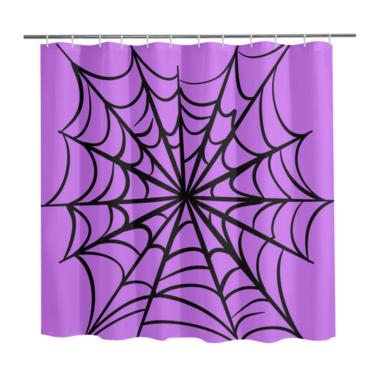 Gothic Web Purple Spooky Halloween Shower Curtain