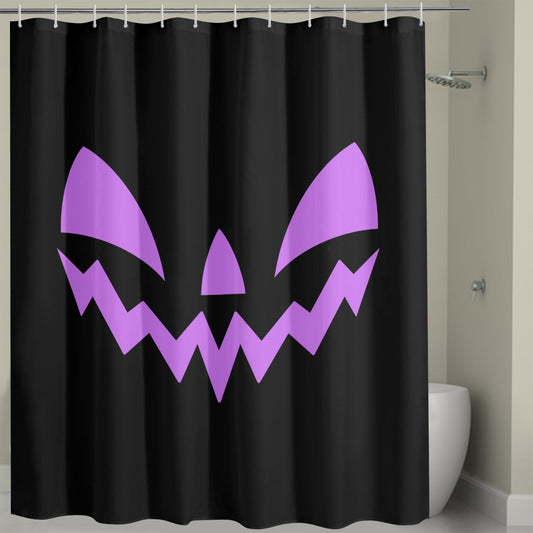 Jack-o-Lantern Face Black Purple Spooky Halloween Shower Curtain