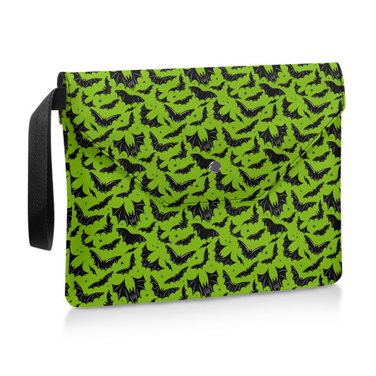 Batty Bats Green Spooky Gothic Halloween Book Kindle Planner Sleeve with Strap