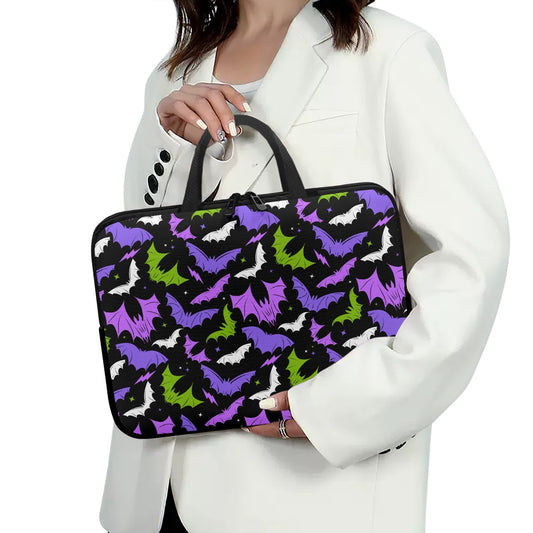 Batty Bats 2023 Black with Purple Orchid Palm Laptop Sleeve