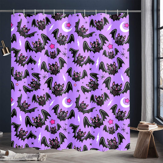 Oh Bats 24 BWLAVPINK Shower Curtain