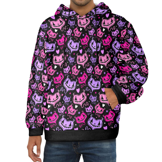 Devil Hearts Purple Pink Valloween Spooky Cute Soft Fleece Hoodie Sweatshirt