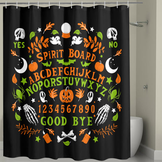 Spirit Board Black Orange Green Spooky Shower Curtain