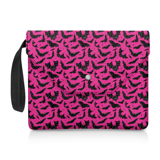 Batty Bats Hot Pink Spooky Gothic Halloween Book Kindle Planner Sleeve with Strap