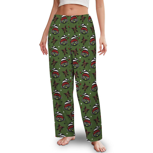 Elf Black Cat Green Red Creepmas Spooky Pajama Lounge Pants No Pockets