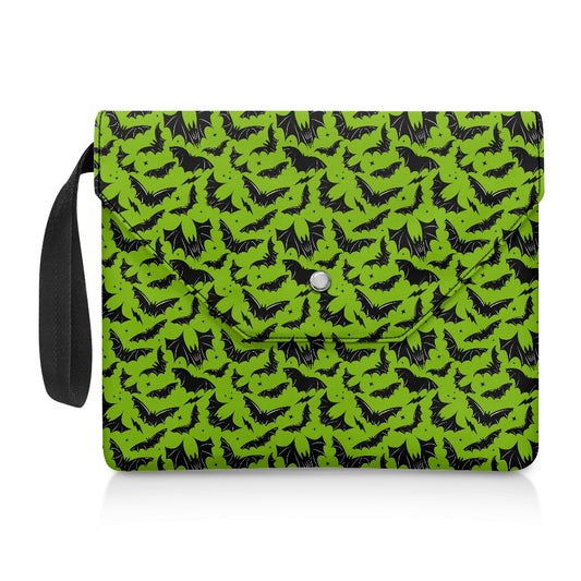 Batty Bats Green Spooky Gothic Halloween Book Kindle Planner Sleeve with Strap