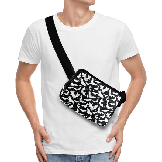 Batty Bats 23 Black White Crossbody Waist Fanny Pack Bag