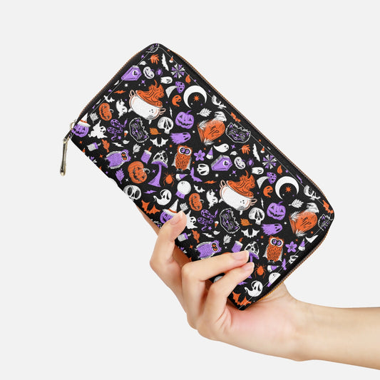 It's Spooky Season Orchid, Orange Zipper Wallet