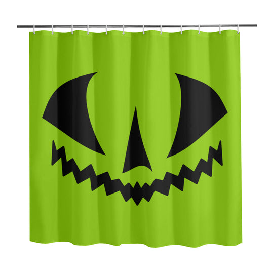 Jack-o-Lantern Face Two Green Spooky Halloween Shower Curtain