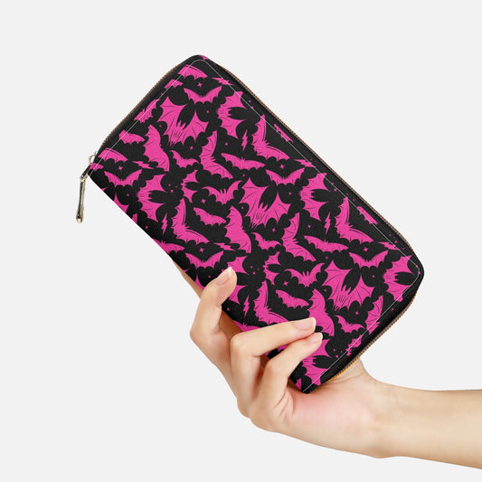 Batty Bats 2023 Black with Hot Pink Zipper Wallet