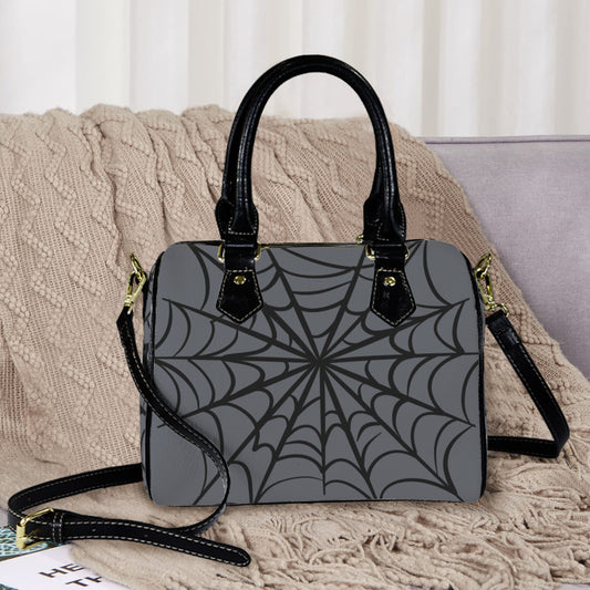 Spooky Gothic Spiderweb BGRY Boston Handbag Purse