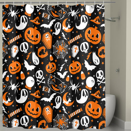 Everything Spooky 21 Orange Spooky Shower Curtain