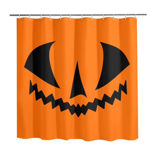 Jack-o-Lantern Face Two Orange Spooky Halloween Shower Curtain