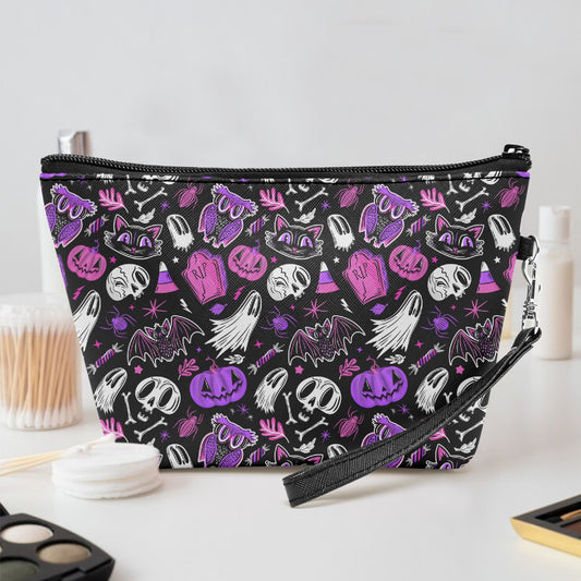 Everything Halloween 24 Pink Purple Faux Leather Makeup Accessory Bag