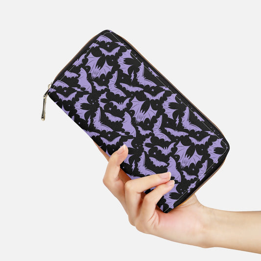 Batty Bats 2023 Black with Lavender Zipper Wallet