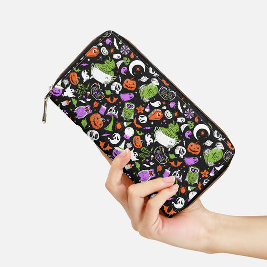 It's Spooky Season Orchid, Palm, Orange Zipper Wallet