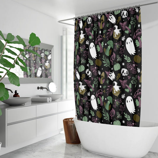 Midnight Magick 2022 Moss Mauve Sage Witchcore Cottagecore Shower Curtain